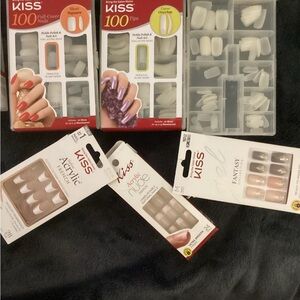 Kiss Assorted Full-Cover & Acrylic Nail Tips in White, Nude, and Pink Tone,frenc